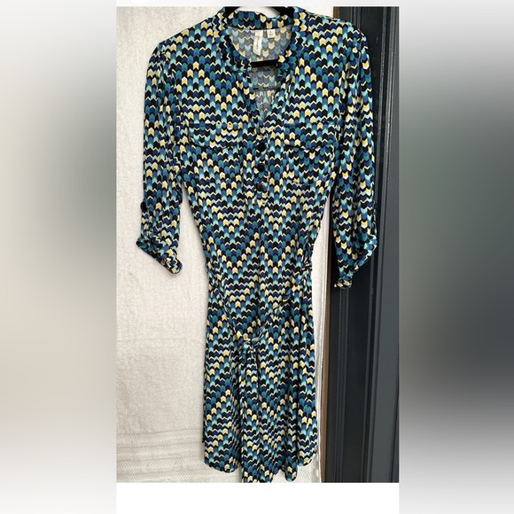 Tacera Jackets & Blazers - tacera women green Zig Zag Print button up shirt dress size L